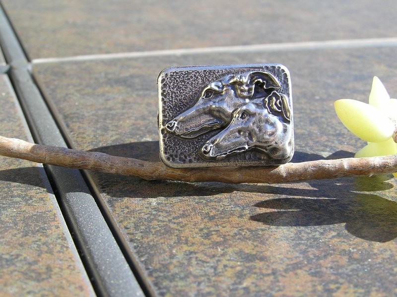 Greyhound and Galgo sterling silver ring