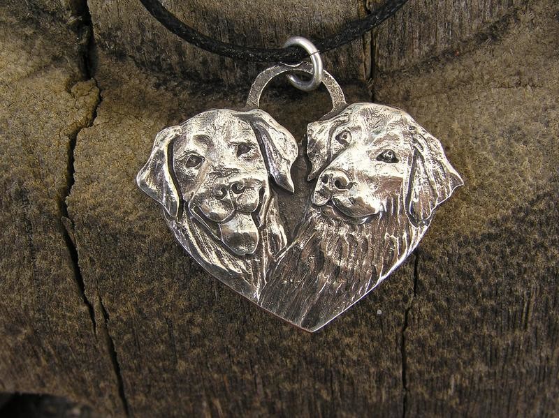 Golden Retriever Heart Charm
