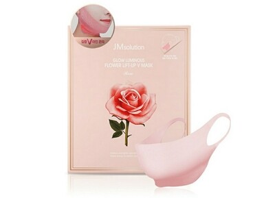 Маска для подтяжки контура лица с розовой водой JMsolution Glow Luminous Flower Lift-Up V Mask, 25 гр.