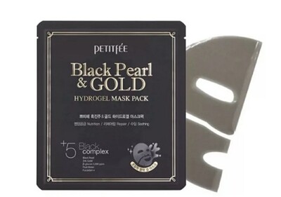 Гидрогелевая маска для лица с черным жемчугом Petitfee Black Pearl & Gold Hydrogel Mask Pack, 30 гр.