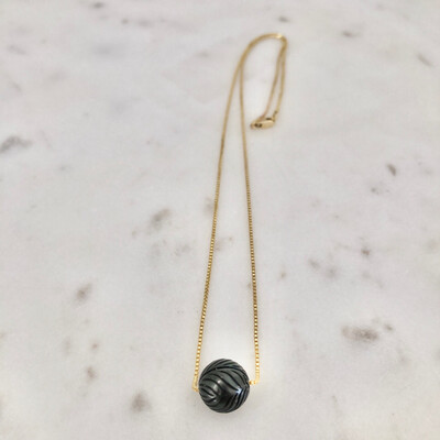 Hand Carved Palm Tree Leaf Tahitian Pearl Necklace Choose Metal