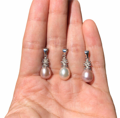 Freshwater Pearl Necklace Pineapple Sterling Silver Chain