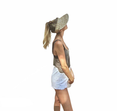 Hand Woven Palm Leaf Straw Visor Hat Papale, Stretch Fit, One Size, Choose Color