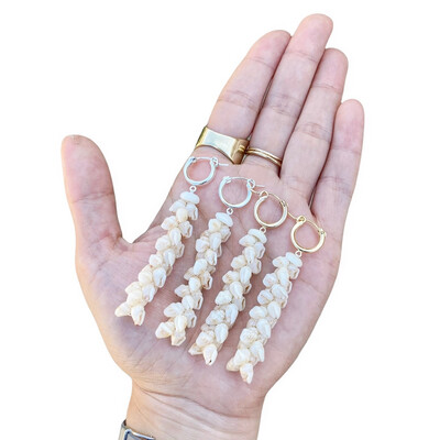 Momi Shell Earrings Pikake Style Click Close Hoops Hawaii Hawaiian