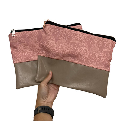 Mauve Pink Torch Ginger Tan Zipper Bag pouch Hawaii Hawaiian Kauai