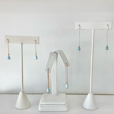 Larimar Earrings Drop Dangle Threaders Choose Metal Sterling Silver 14K Gold Filled 14K Rose Gold Filled