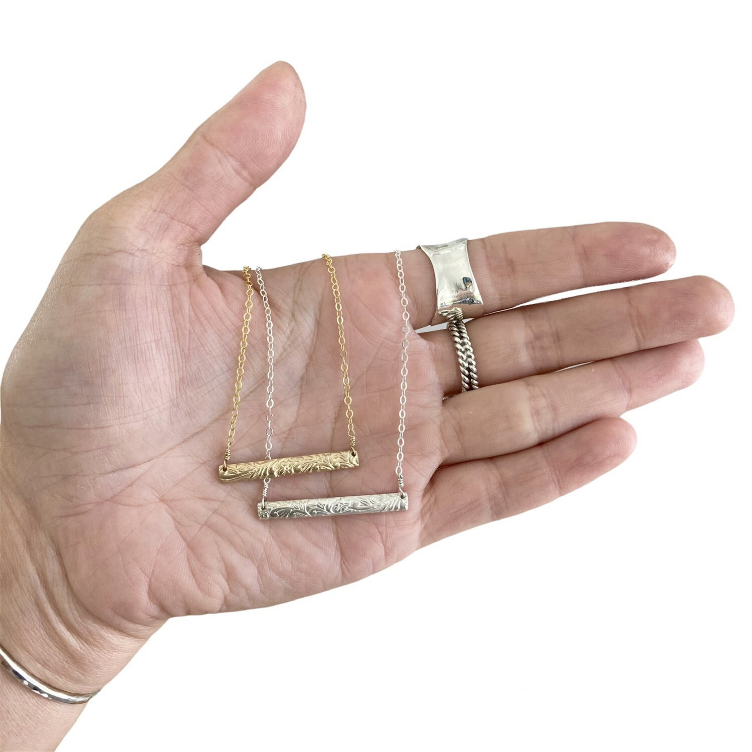 Hawaiian Heirloom Bar Necklace Hawaii Sterling Silver or Gold Filled or 14K Yellow Gold