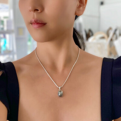 Tahitian Pearl Keshi Pearl Necklace Sterling Silver Bezel Set