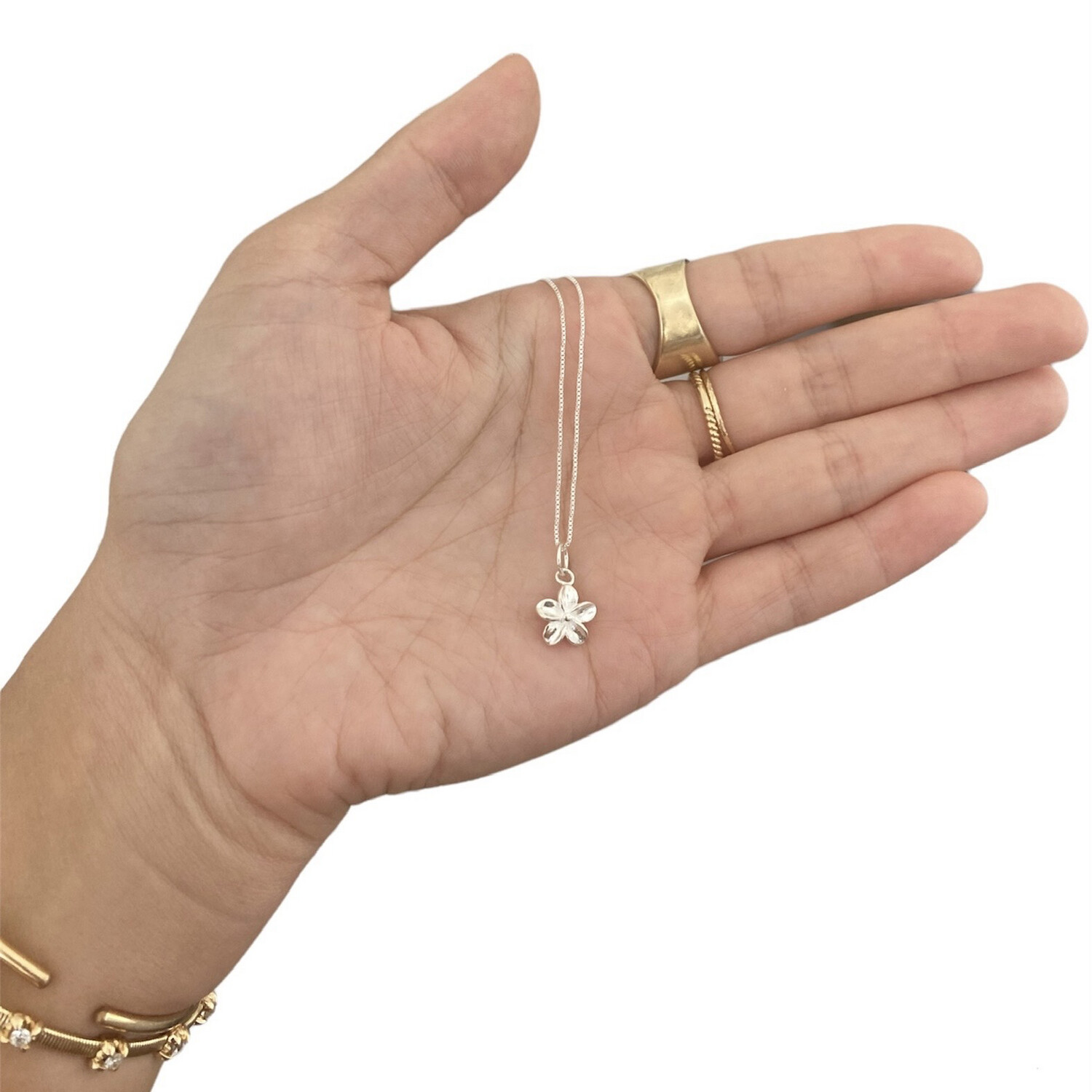 Plumeria Necklace Flower Hawaii Kauai Hawaiian Sterling Silver Charm Pendant