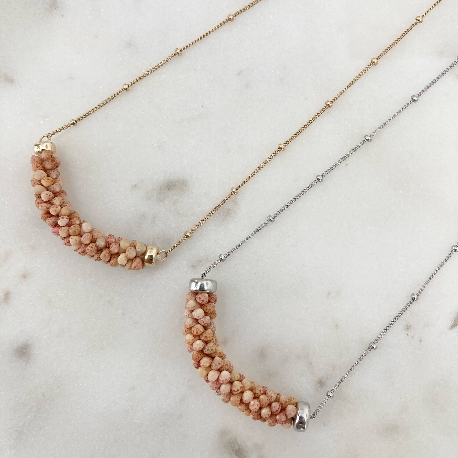 Custom 14K Gold Neutral Kahelelani Shells Poe Poe Necklace