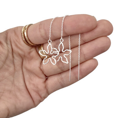 Hand Shaped Plumeria Outline Flower Earrings