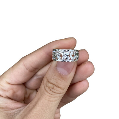 Hawaiian heirloom Ring Plumeria Maile Lei Cut-out Sterling Silver
