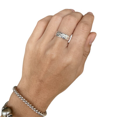 Hawaiian heirloom Ring Plumeria Maile Lei Sterling Silver