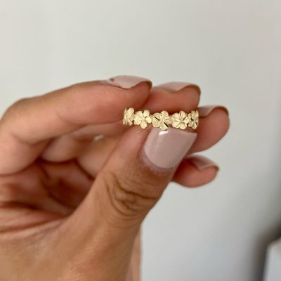14K Gold Plumeria Flower Ring