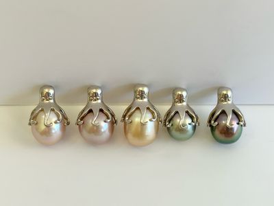 Tahitian Pearl Edison Pearl South Sea Pearl Necklace He&#39;e Octopus Tako Sterling Silver
