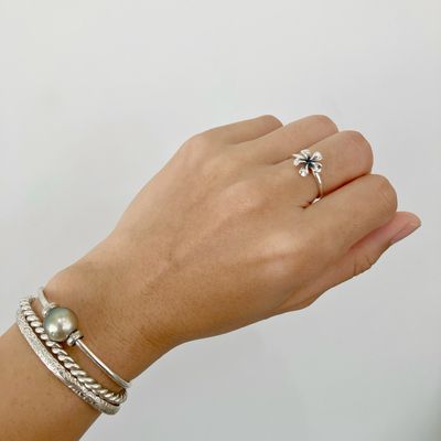 Plumeria Ring Flower Sterling Silver