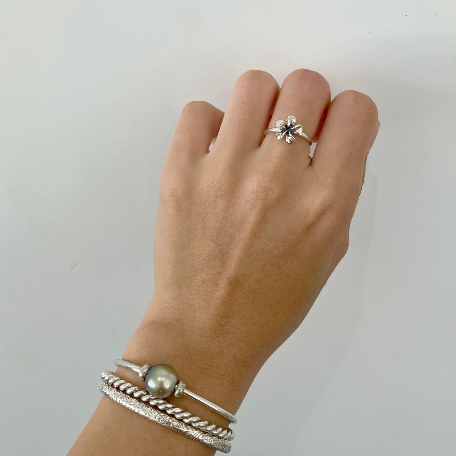 Plumeria Ring Flower Sterling Silver