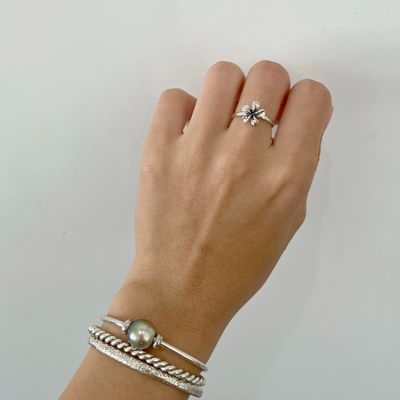 Plumeria Flower Ring Sterling Silver