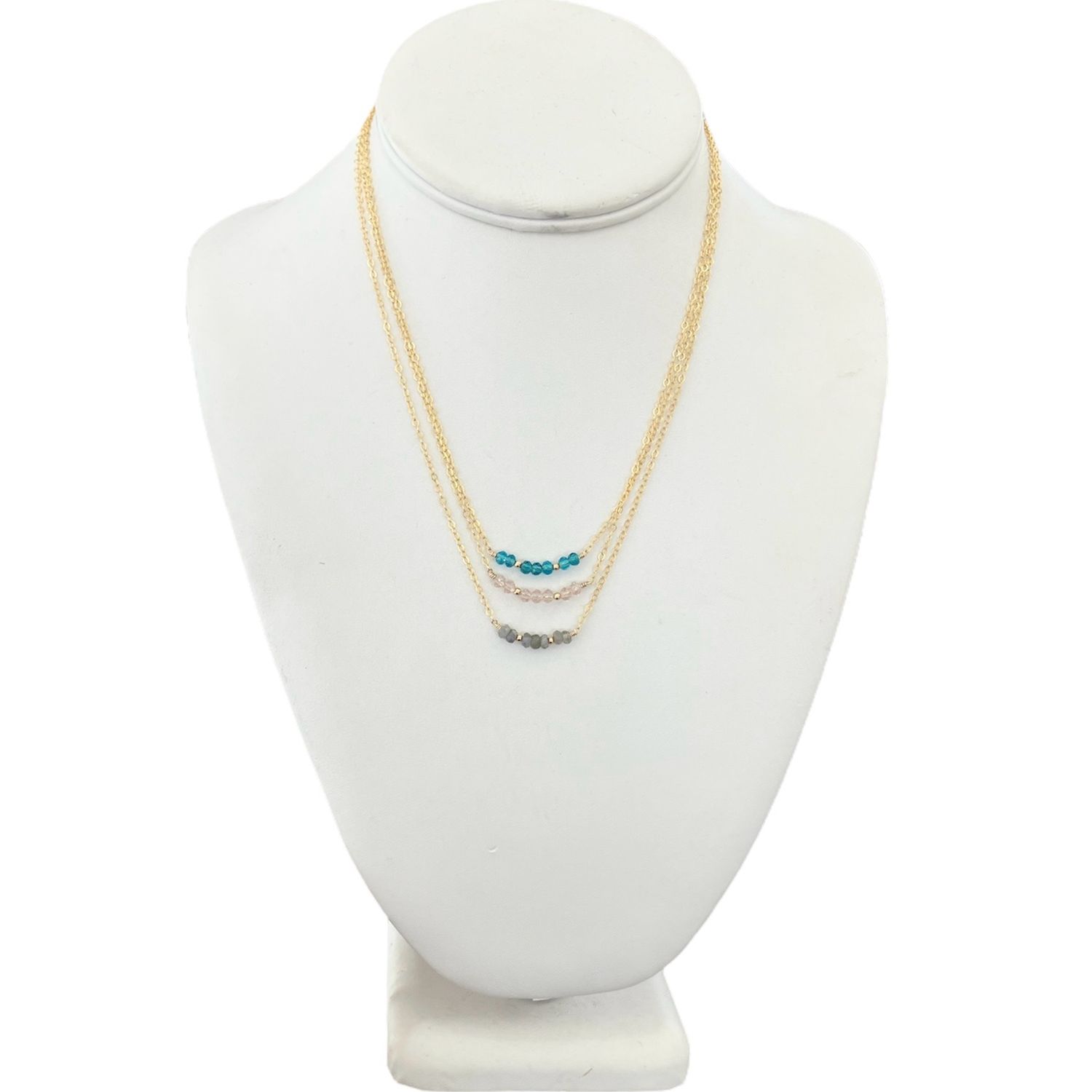 Blue Topaz, Rose Quartz, Labradorite Necklace, Bracelet, Anklet