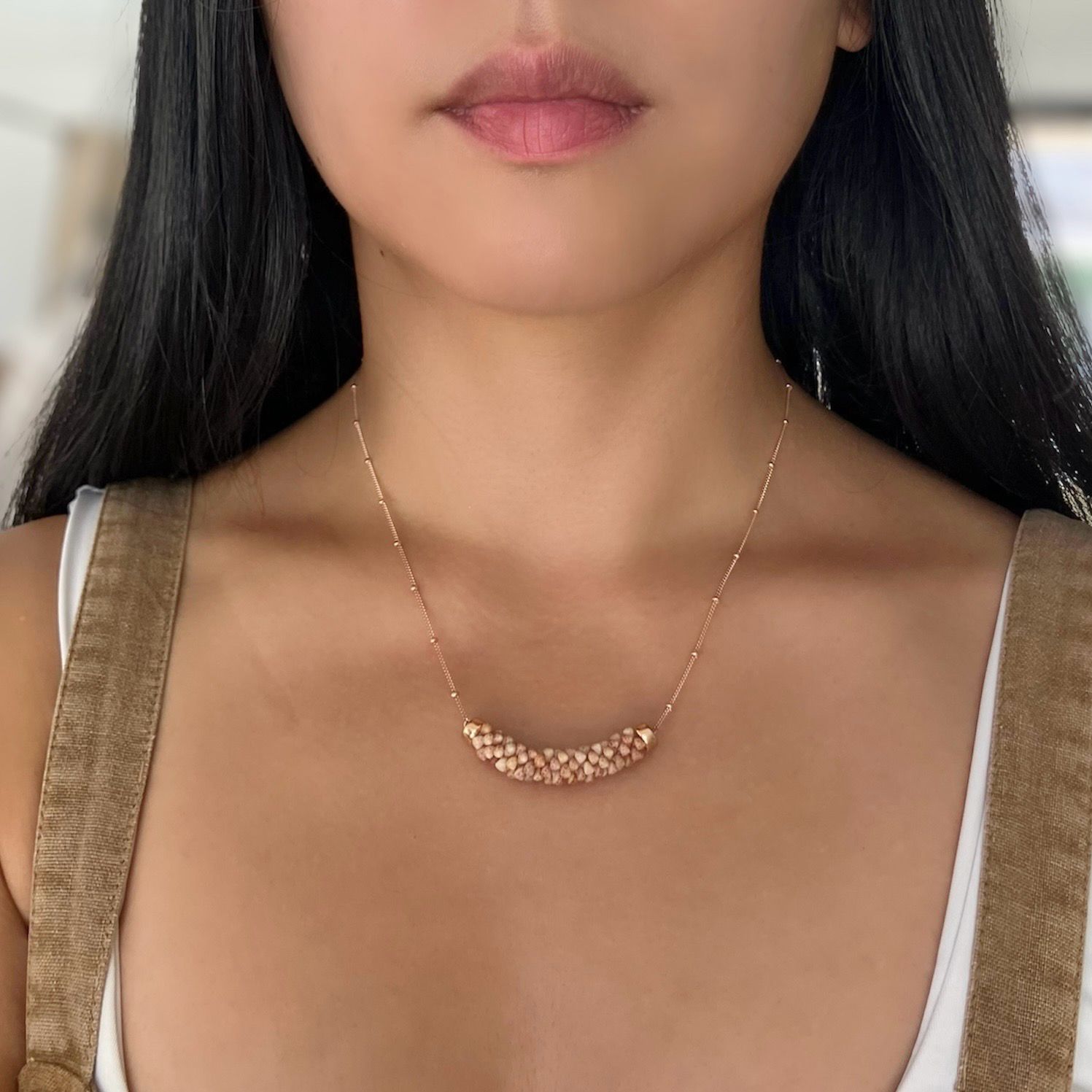 14K Rose Gold Kahelelani Shell Necklace Poe Poe Neutral Color