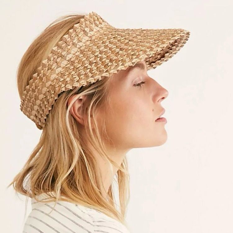 Hand Woven Palm Leaf Straw Visor Hat Papale, Stretch Fit, One Size, Choose Color