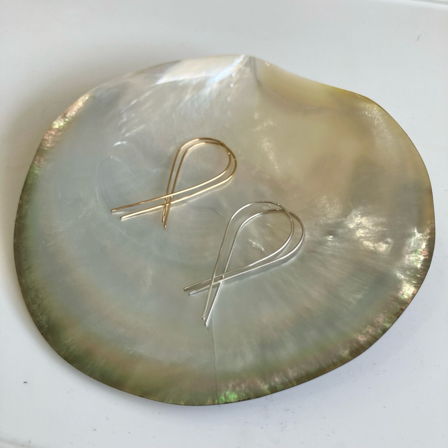 Cursive L Thread Through Earrings