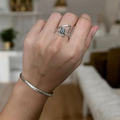 Tahitian Pearl Keshi Pearl Ring Sterling Silver Bezel Set