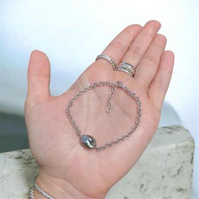 Tahitian Keshi Pearl Bracelet Sterling Silver Adjustable 6.6”-7.6”