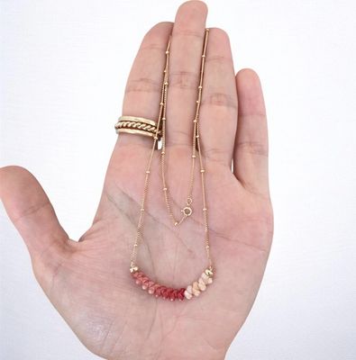 Rare 14K Yellow Gold Kahelelani Shell Necklace Herringbone Ombré Color