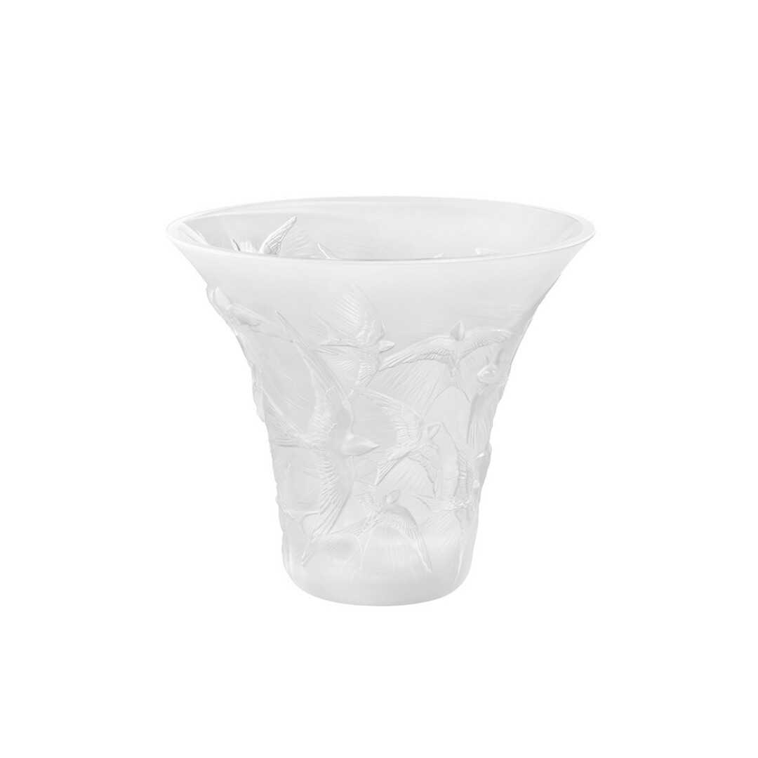 LALIQUE SWALLOWS FLARED VASE CLEAR