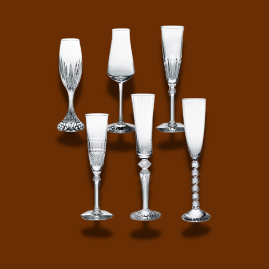 BACCARAT BUBBLE BOX FLUTES SET OF 6