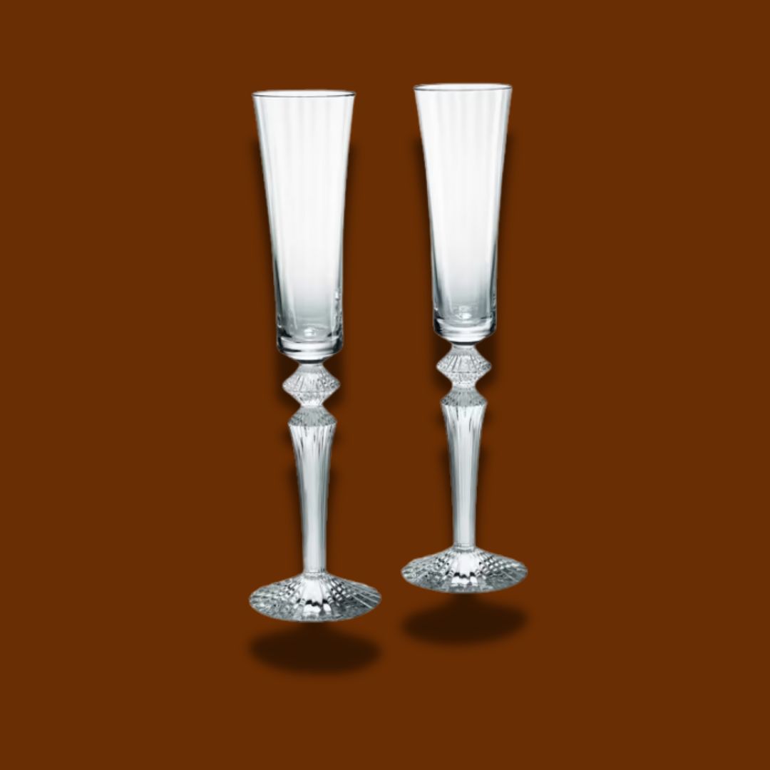 BACCARAT MILLE NUITS FLUTISSIMO FLUTES CLEAR SET OF 2