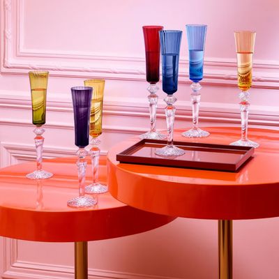 BACCARAT MILLE NUITS FLUTISSIMO FLUTES MOSS GREEN SET OF 2