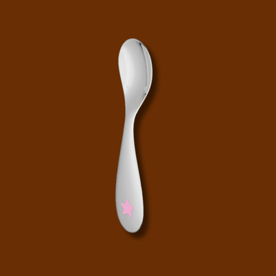 BABYSTAR -SILVER PLATED PINK STAR BABY SPOON