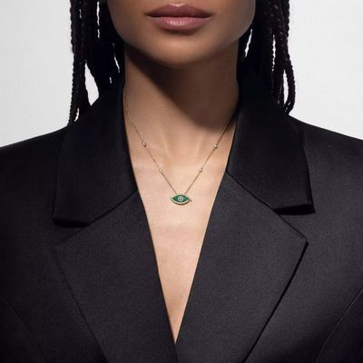 LUCKY EYE -MALACHITE DIAMOND NECKLACE