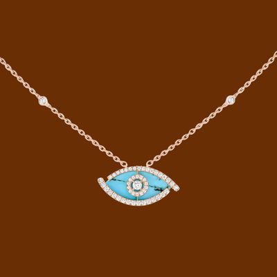 LUCKY EYE -TURQUOISE DIAMON NECKLACE