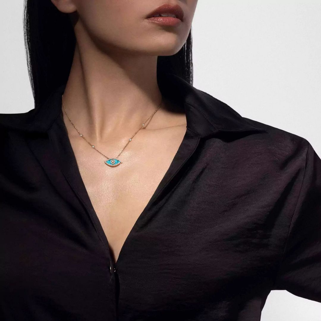 LUCKY EYE -TURQUOISE DIAMON NECKLACE