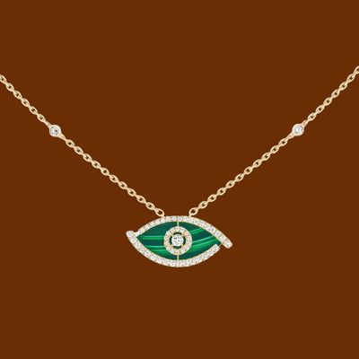 LUCKY EYE -MALACHITE DIAMOND NECKLACE