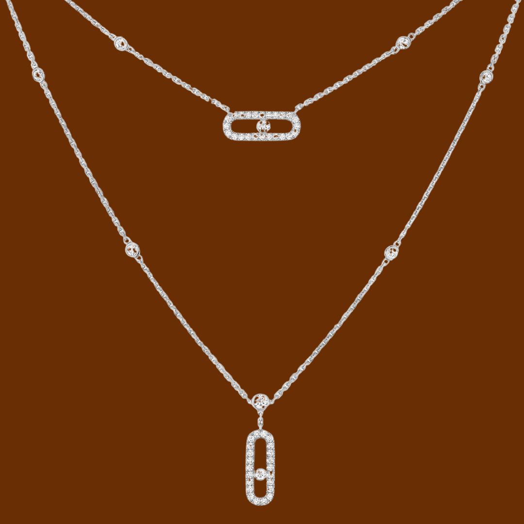 MOVE UNO -2 ROWS PAVÉ DIAMOND NECKLACE