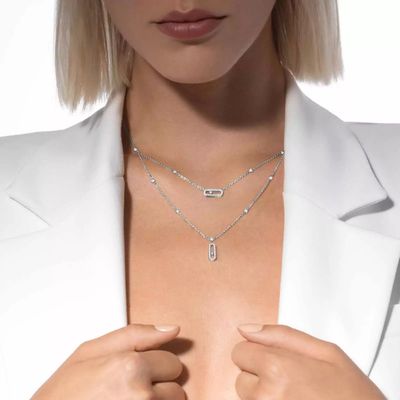 MOVE UNO -2 ROWS PAVÉ DIAMOND NECKLACE