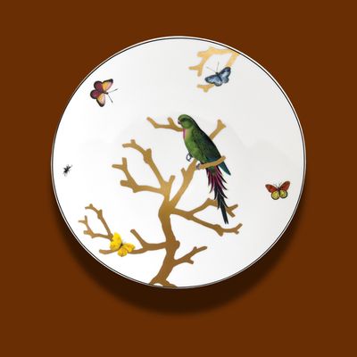 AUX OISEAUX PERRUCHE VERT -DINNER PLATE