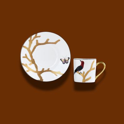 AUX OISEAUX -ESPRESSO CUP AND SAUCER