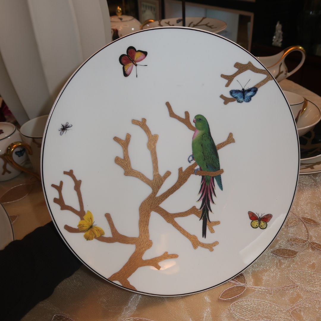 AUX OISEAUX PERRUCHE VERT -DINNER PLATE
