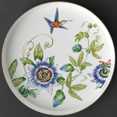 Amazonia serving/decorative bowl, 33 cm diameter, 4 cm deep, white/multi-coloured