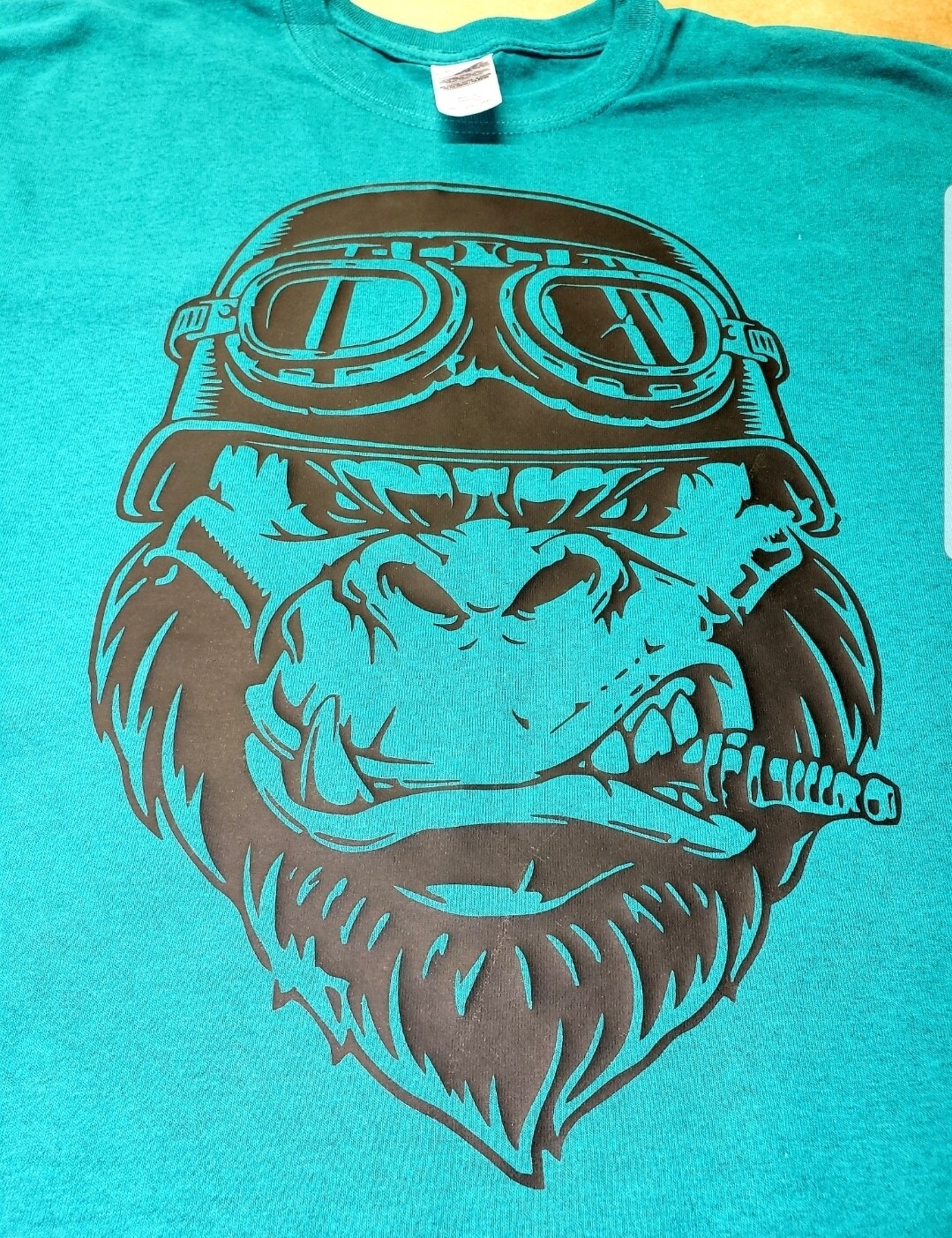 Gorilla shirt with spark plug in mouth 