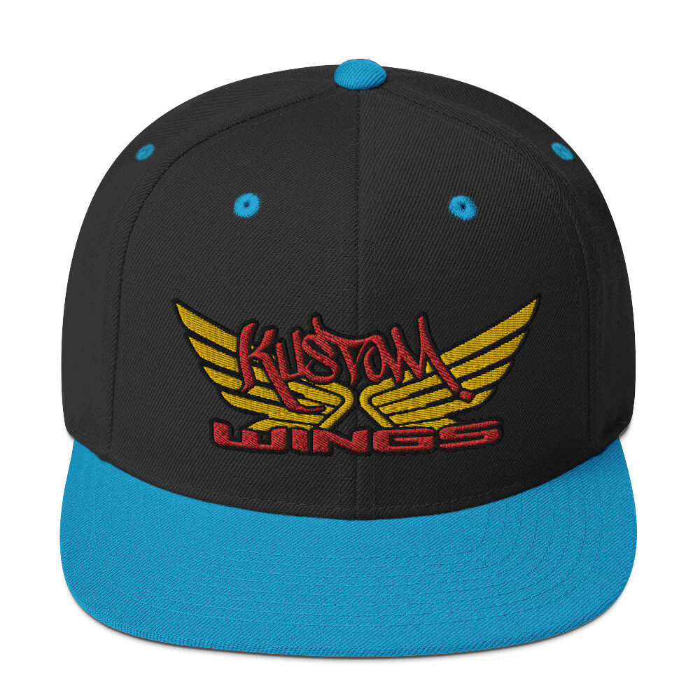 KUSTOM WINGS NEW Snapback Hat, Color: Black/ Teal