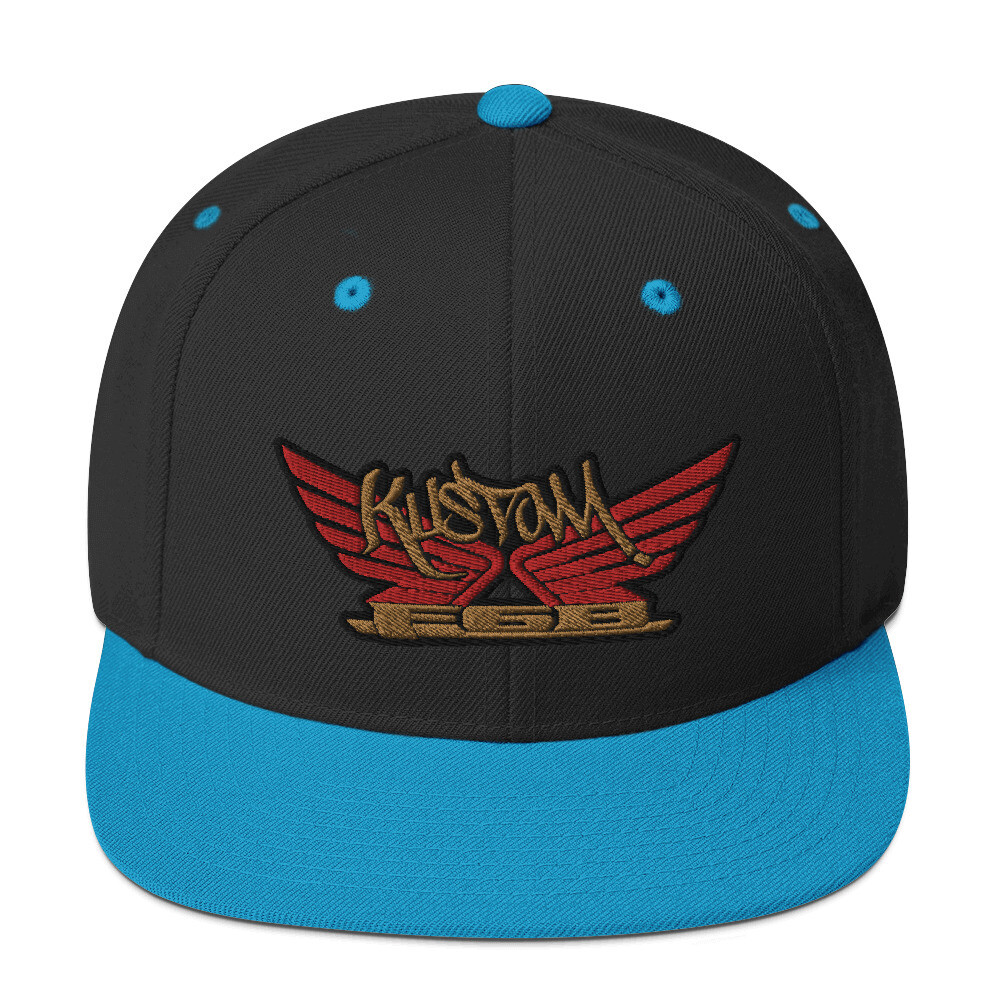 Kustom wings Snapback Hat, Color: Black/ Teal