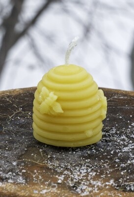 Candle: Beehive Skep with Bees Votive