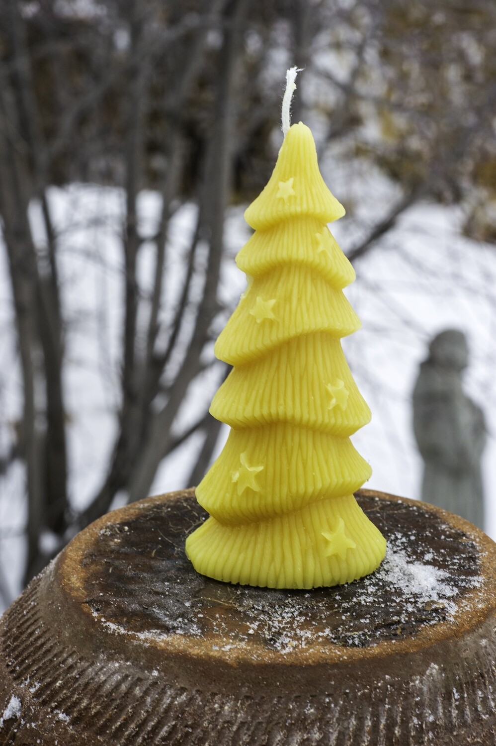 Candle: Tree with Stars (Wavy)- Lg - Pillar Style