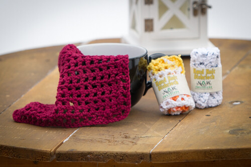 Hand-Crocheted Dishcloths, Colour: Burgundy